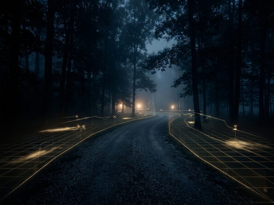 Property perimeter under AI video analytics at night